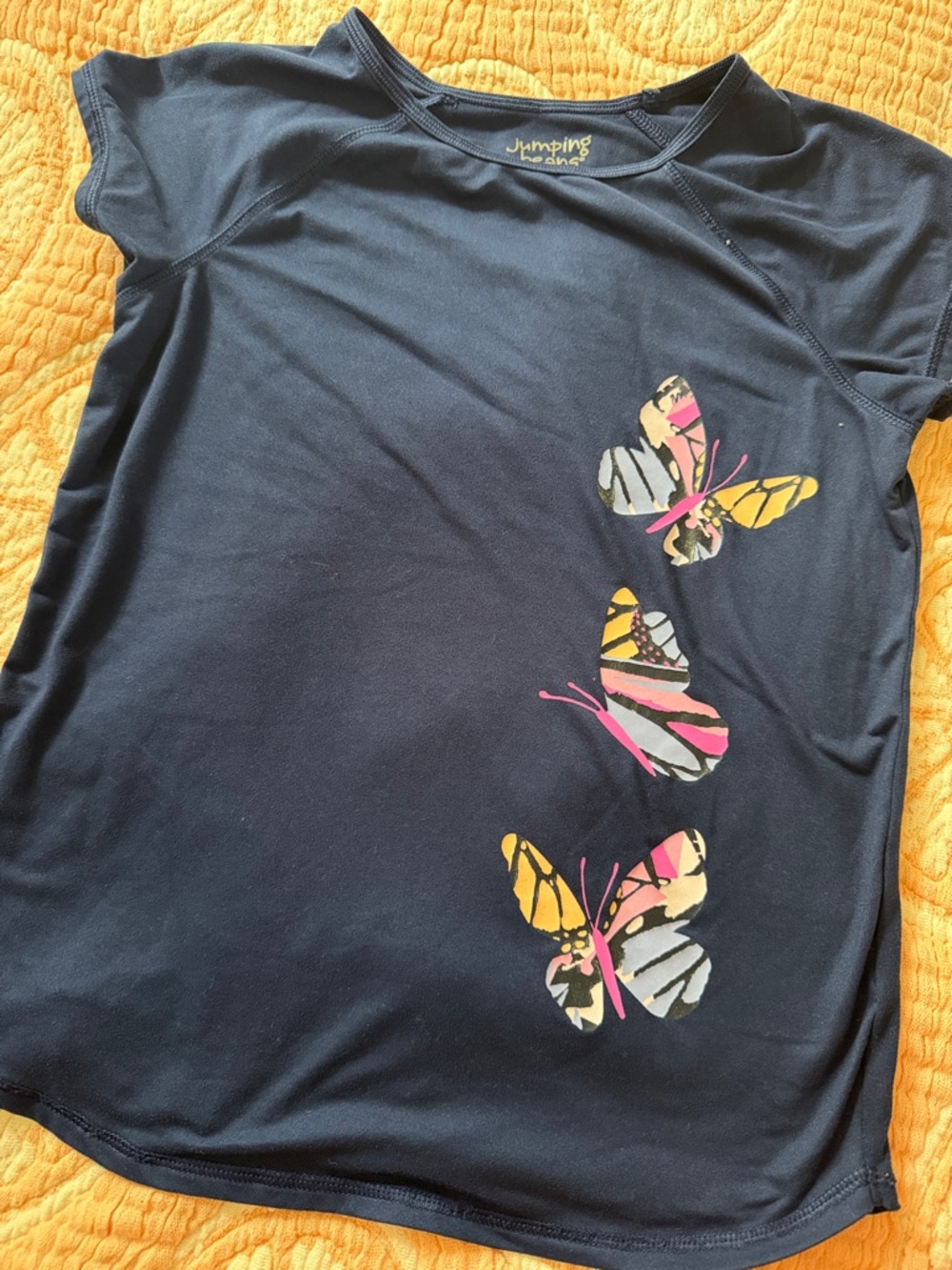 jumping beans Navy Tee with Pink & purple and orange  Accent